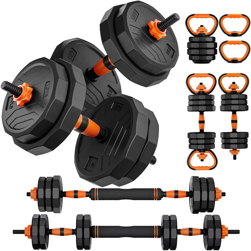 Adjustable Dumbbell Set, 44/66/88 Lbs Weight Set Use as Dumbbell, Barbell, Kettlebell and Push-Up Pesas Para Ejercicios En Casa, Christmas Gift Idea Msulti-Functional Fitness Exercise Equipment for Home Gym,