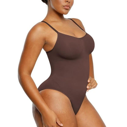 Shapellx Seamless One-Piece Tummy Tucking Bodysuit Comfort Sleeveless Tops Shapewear for Women Soft V Neck Simple Comfy Sculpting Snatched Waistline