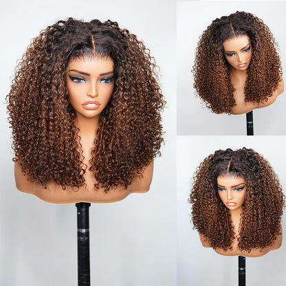 【20”Only $87.99】BANGJAZZ Short Kinky Curly Ready to Wear Glueless Wigs Pre Cut Lace Bleached Konts Closure Wigs Human Hair Wig Lace Front Wigs Pre Plucked for Women #Fallfreshness