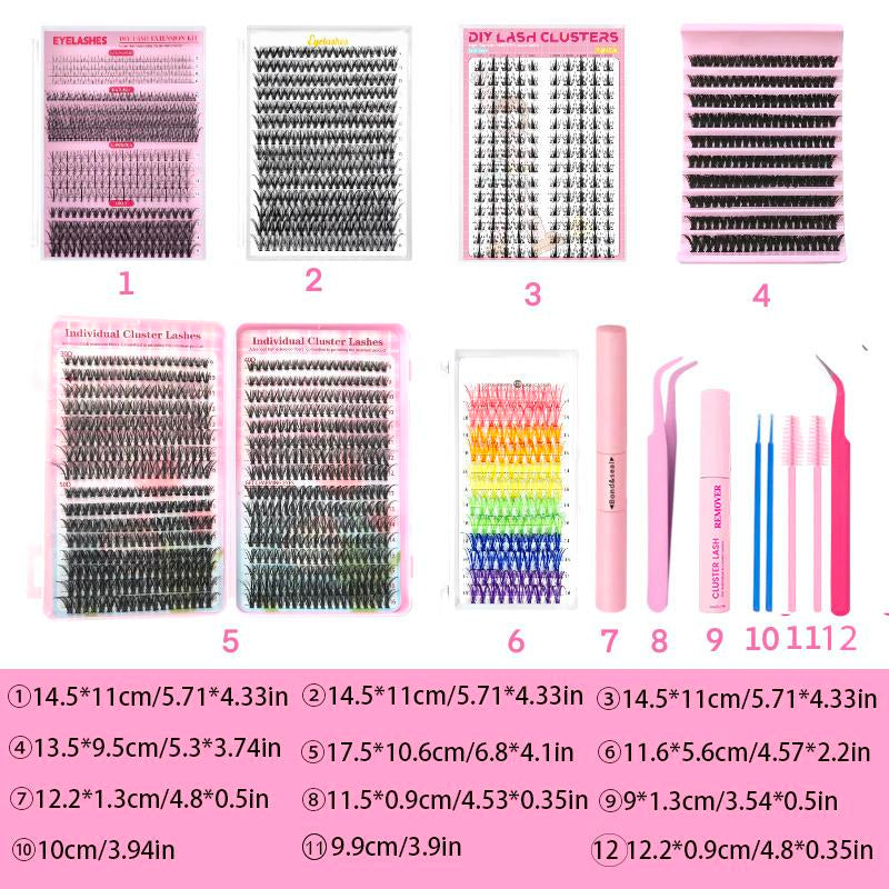 Individual False Eyelashes with Tools, 1 Set DIY Eyelash Extensions Includes Natural to Thick Styles, Self Grafting Curl Cluster Lashes Kit, Volume False Eyelashes for Eye Makeup Enhancement, Cosmetic Accessories Gift Set #TOP PICKS