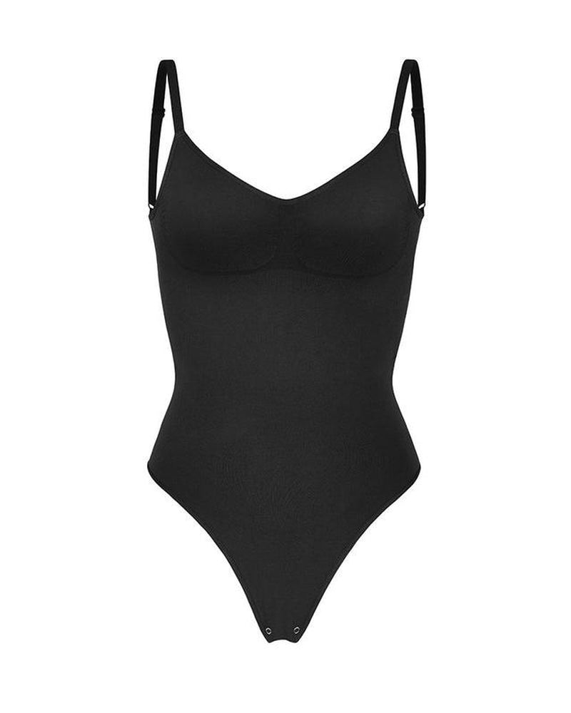 Shapellx Seamless One-Piece Tummy Tucking Bodysuit Comfort Sleeveless Tops Shapewear for Women Soft V Neck Simple Comfy Sculpting Snatched Waistline