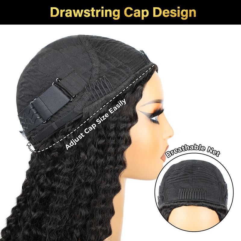 [3 in 1 Half Wig] OQ HAIR Afro Curly Wear Go Glueless Half Wig 180% 250% Density Upgrade with Drawstring Cap Invisible Hairline Human Hair Wigs Beginner Friendly #Outdoorfun