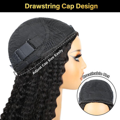 [3 in 1 Half Wig] OQ HAIR Afro Curly Wear Go Glueless Half Wig 180% 250% Density Upgrade with Drawstring Cap Invisible Hairline Human Hair Wigs Beginner Friendly #Outdoorfun