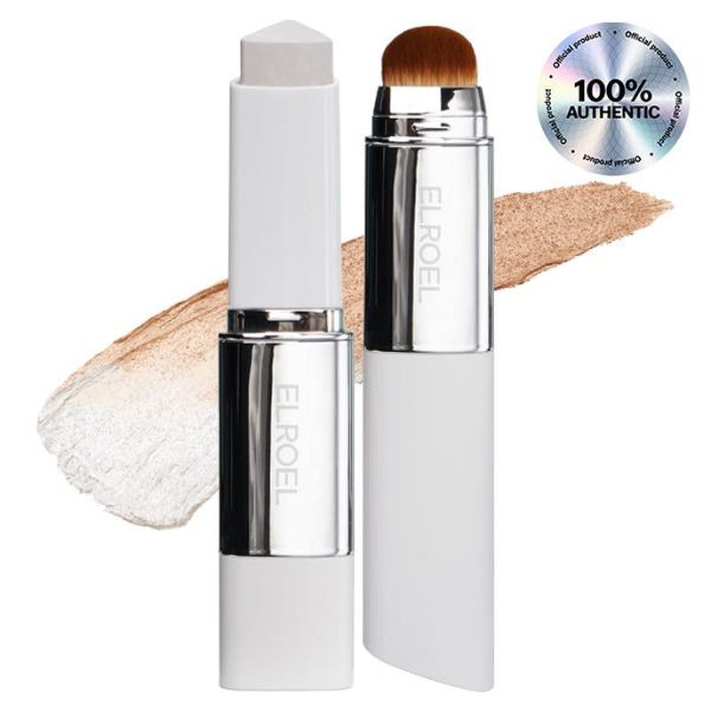 ELROEL BLANC Cover Cream Stick V W/ Detachable Brush - Korean Skin Care Color-Changing Foundation Stick with Collagen Capsules (0.45 Oz)