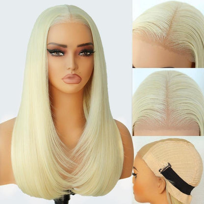 Ua Hair Glueless Synthetic Layered Cut 9X7 Lace Front Wig Wear and Go Pre Plucked Pre Cut Straight Wig Vivid Self Growing Clean Hairline with Tiny Knots Heat Resistant Premium Fiber