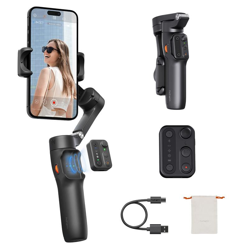 Hohem Isteady X3 SE Gimbal Stabilizer for Iphone, Smartphone Foldable Gimbal with Detachable Remote Control, Portable Foldable 3-Axis Phone Gimbal for Android & Iphone17 Series, Ideal for Travel Vlogging