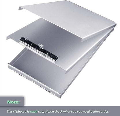 Aluminum Clipboard with Storage(Memo Size), Recycled Metal Form Holder Binder Fits Paper Size up to 5.66 X 9.5 Inches, A5 Size