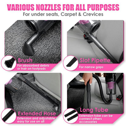 Viewsun 17Pcs Car Cleaning Kit, Pink Car Interior Detailing Kit with High Power Handheld Vacuum, Detailing Brush Set, Windshield Cleaner, Cleaning Gel, Complete Auto Accessories for Women Gift