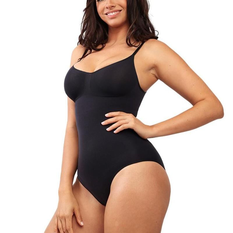 Shapellx Seamless One-Piece Tummy Tucking Bodysuit Comfort Sleeveless Tops Shapewear for Women Soft V Neck Simple Comfy Sculpting Snatched Waistline