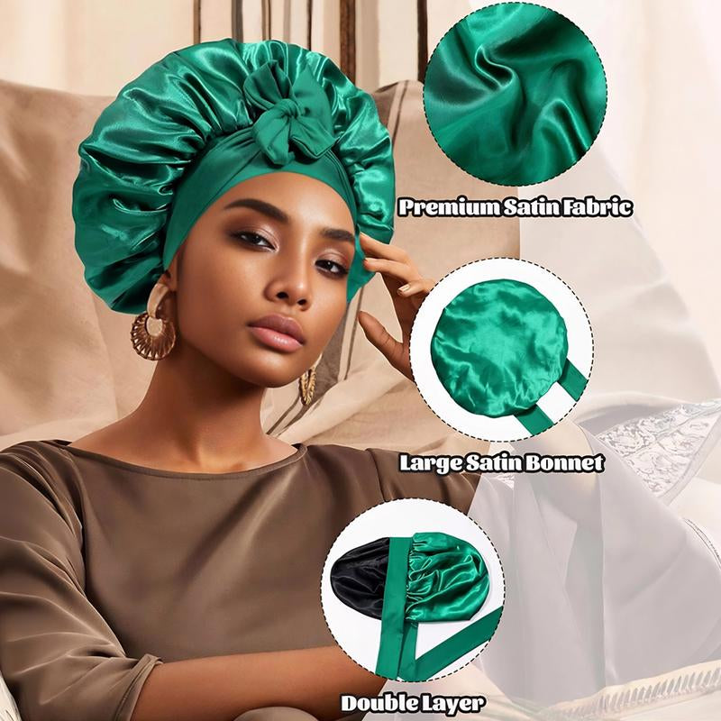 Double Layer Satin Bonnet, Soft and Breathable Hair Care Bonnet, Adjustable Night Sleeping Cap, Heatless Styling Tool for Women