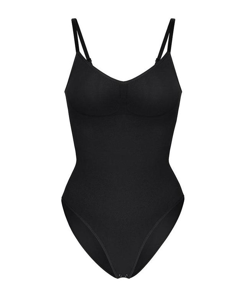 Shapellx Seamless One-Piece Tummy Tucking Bodysuit Comfort Sleeveless Tops Shapewear for Women Soft V Neck Simple Comfy Sculpting Snatched Waistline