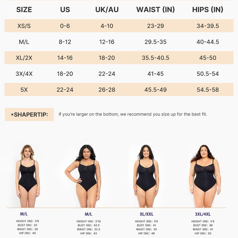 Shapellx Seamless One-Piece Tummy Tucking Bodysuit Comfort Sleeveless Tops Shapewear for Women Soft V Neck Simple Comfy Sculpting Snatched Waistline
