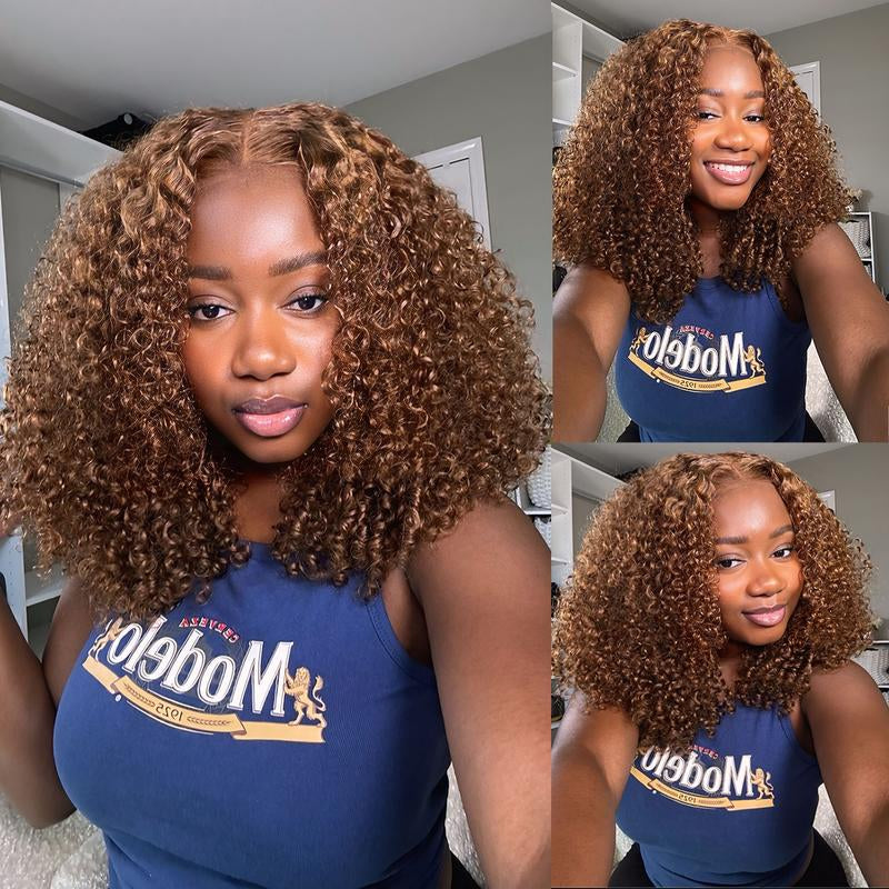 【20”Only $87.99】BANGJAZZ Short Kinky Curly Ready to Wear Glueless Wigs Pre Cut Lace Bleached Konts Closure Wigs Human Hair Wig Lace Front Wigs Pre Plucked for Women #Fallfreshness