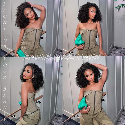 【20”Only $87.99】BANGJAZZ Short Kinky Curly Ready to Wear Glueless Wigs Pre Cut Lace Bleached Konts Closure Wigs Human Hair Wig Lace Front Wigs Pre Plucked for Women #Fallfreshness