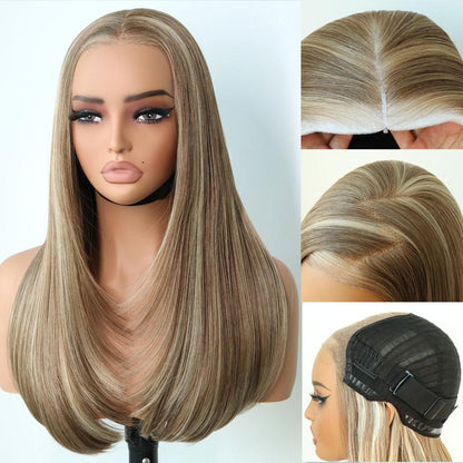 Ua Hair Glueless Synthetic Layered Cut 9X7 Lace Front Wig Wear and Go Pre Plucked Pre Cut Straight Wig Vivid Self Growing Clean Hairline with Tiny Knots Heat Resistant Premium Fiber