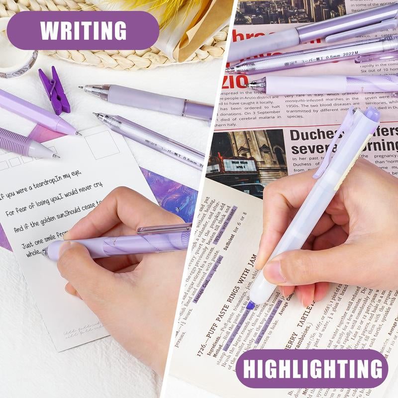 Four Candies 12PCS Pastel Gel Ink Pen Set with Case, Cute Retractable 0.5Mm Fine Point 11PCS Black Ink Pens with 1PCS Highlighter, Aesthetic Pens for School, Student Note Taking, Writing, Office Supplies