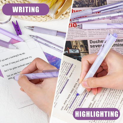 Four Candies 12PCS Pastel Gel Ink Pen Set with Case, Cute Retractable 0.5Mm Fine Point 11PCS Black Ink Pens with 1PCS Highlighter, Aesthetic Pens for School, Student Note Taking, Writing, Office Supplies