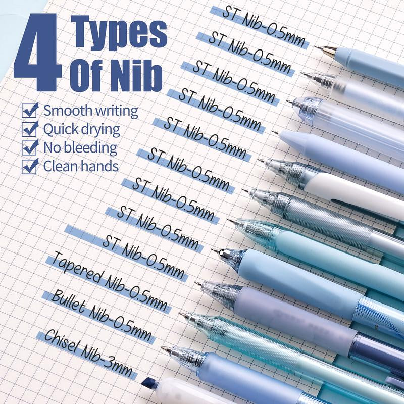 Four Candies 12PCS Pastel Gel Ink Pen Set with Case, Cute Retractable 0.5Mm Fine Point 11PCS Black Ink Pens with 1PCS Highlighter, Aesthetic Pens for School, Student Note Taking, Writing, Office Supplies