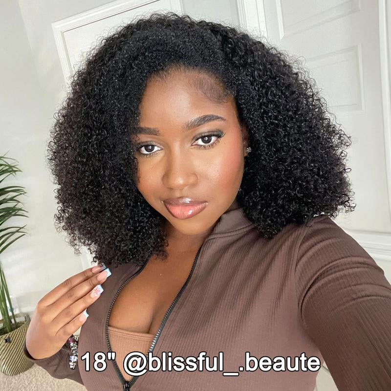 [3 in 1 Half Wig] OQ HAIR Afro Curly Wear Go Glueless Half Wig 180% 250% Density Upgrade with Drawstring Cap Invisible Hairline Human Hair Wigs Beginner Friendly #Outdoorfun