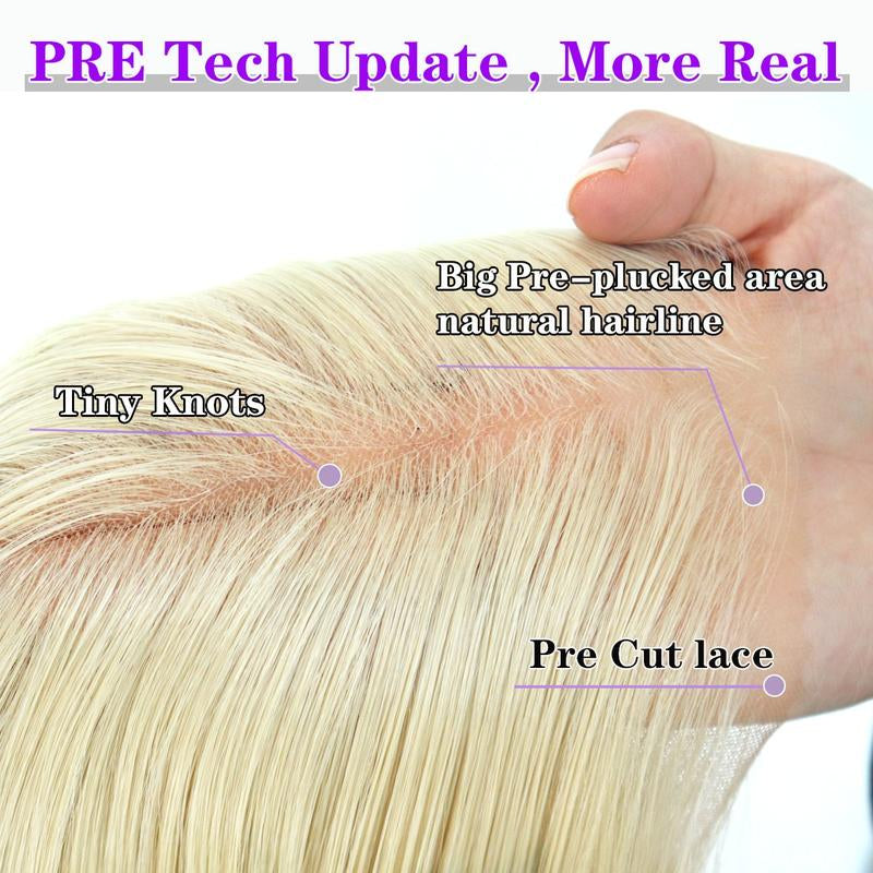 Ua Hair Glueless Synthetic Layered Cut 9X7 Lace Front Wig Wear and Go Pre Plucked Pre Cut Straight Wig Vivid Self Growing Clean Hairline with Tiny Knots Heat Resistant Premium Fiber