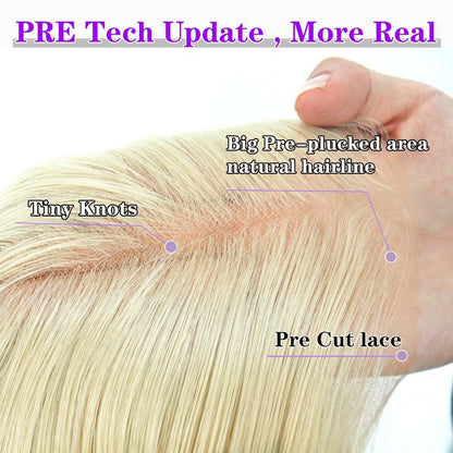 Ua Hair Glueless Synthetic Layered Cut 9X7 Lace Front Wig Wear and Go Pre Plucked Pre Cut Straight Wig Vivid Self Growing Clean Hairline with Tiny Knots Heat Resistant Premium Fiber