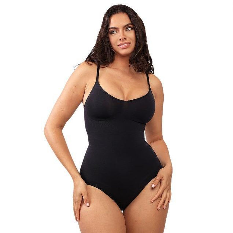 Shapellx Seamless One-Piece Tummy Tucking Bodysuit Comfort Sleeveless Tops Shapewear for Women Soft V Neck Simple Comfy Sculpting Snatched Waistline