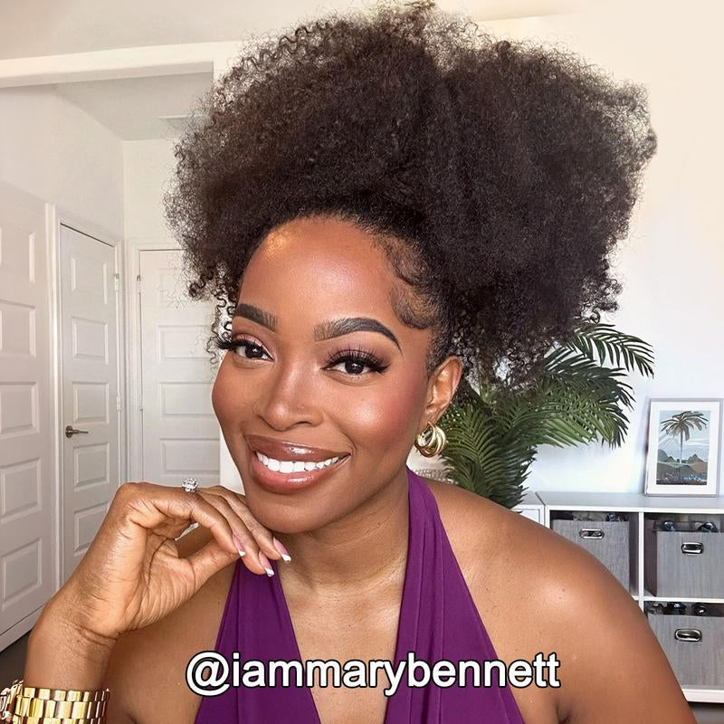 [3 in 1 Half Wig] OQ HAIR Afro Curly Wear Go Glueless Half Wig 180% 250% Density Upgrade with Drawstring Cap Invisible Hairline Human Hair Wigs Beginner Friendly #Outdoorfun