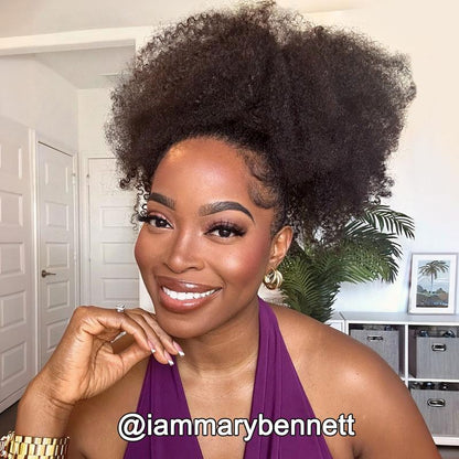 [3 in 1 Half Wig] OQ HAIR Afro Curly Wear Go Glueless Half Wig 180% 250% Density Upgrade with Drawstring Cap Invisible Hairline Human Hair Wigs Beginner Friendly #Outdoorfun