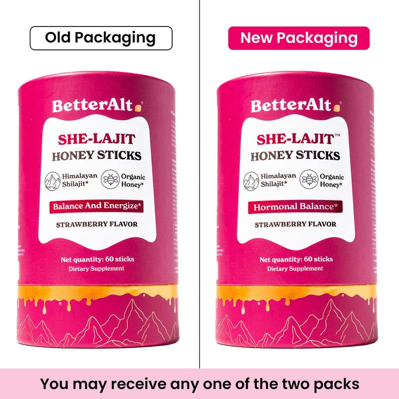 Women Multi-Mineral Honey Sticks | Betteralt She-Lajit Strawberry Flavor | Shilajit, Shatavari & Saffron | Hormonal Balance & Energy - 30 Honey Packs