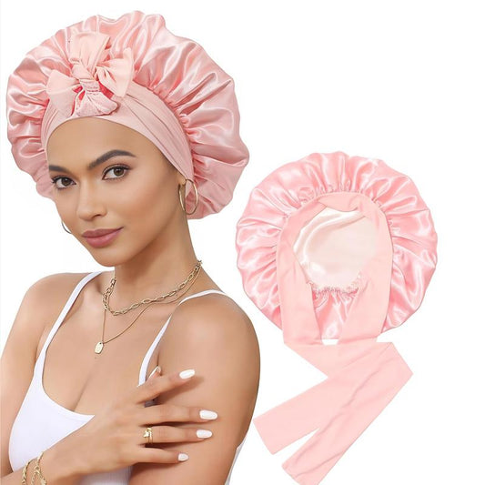 Double Layer Satin Bonnet, Soft and Breathable Hair Care Bonnet, Adjustable Night Sleeping Cap, Heatless Styling Tool for Women
