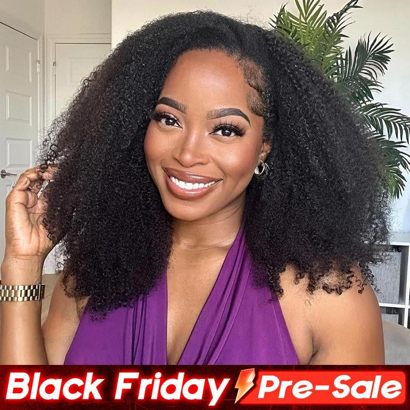 [3 in 1 Half Wig] OQ HAIR Afro Curly Wear Go Glueless Half Wig 180% 250% Density Upgrade with Drawstring Cap Invisible Hairline Human Hair Wigs Beginner Friendly #Outdoorfun