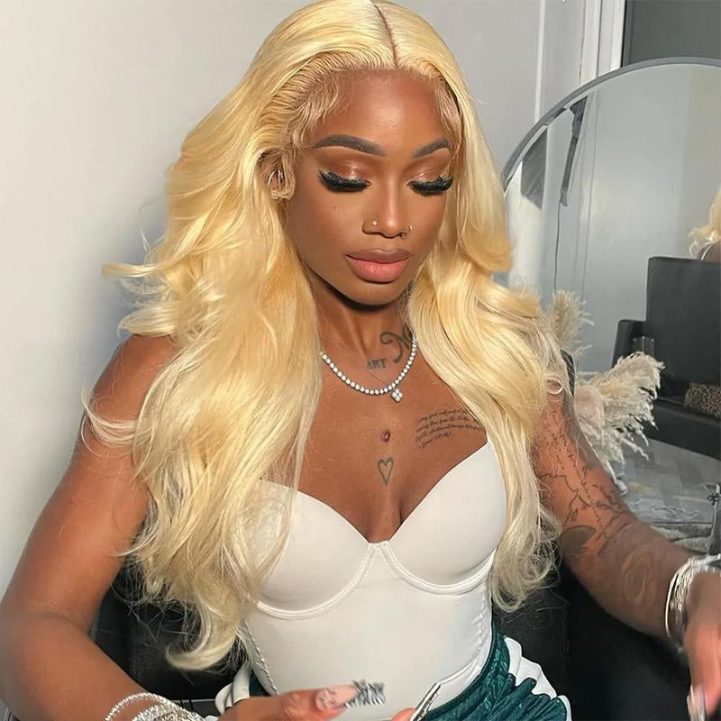 Cute Bein 613 Blonde 13X6 HD Lace Frontal Wig Pre Plucked 13X4 Straight Lace Front Human Hair Wigs for Women Can Be Dyed & Restyle