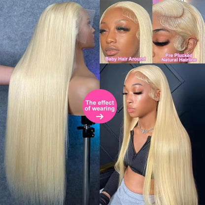 Cute Bein 613 Blonde 13X6 HD Lace Frontal Wig Pre Plucked 13X4 Straight Lace Front Human Hair Wigs for Women Can Be Dyed & Restyle