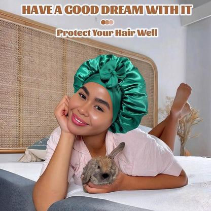 Double Layer Satin Bonnet, Soft and Breathable Hair Care Bonnet, Adjustable Night Sleeping Cap, Heatless Styling Tool for Women