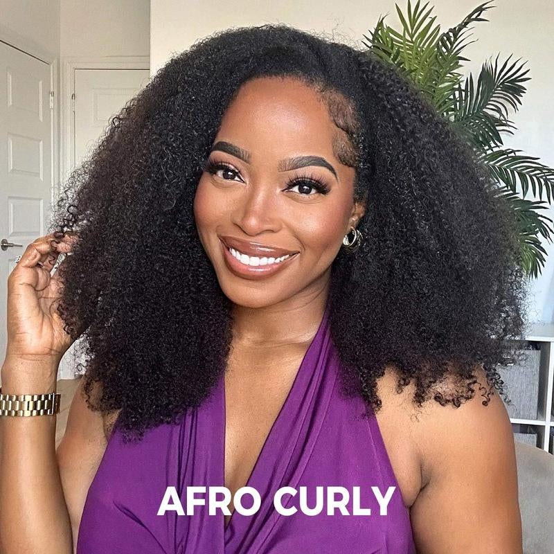 [3 in 1 Half Wig] OQ HAIR Afro Curly Wear Go Glueless Half Wig 180% 250% Density Upgrade with Drawstring Cap Invisible Hairline Human Hair Wigs Beginner Friendly #Outdoorfun