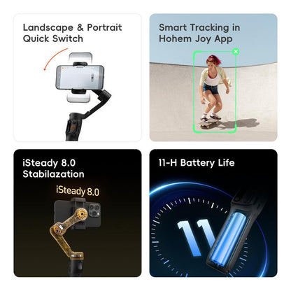 Hohem Isteady X3 SE Gimbal Stabilizer for Iphone, Smartphone Foldable Gimbal with Detachable Remote Control, Portable Foldable 3-Axis Phone Gimbal for Android & Iphone17 Series, Ideal for Travel Vlogging