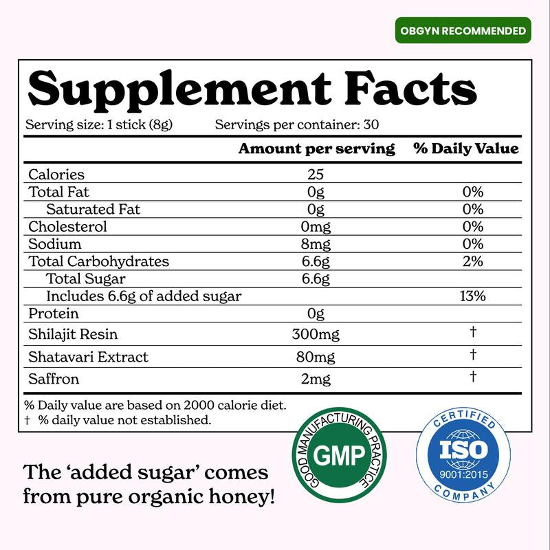 Women Multi-Mineral Honey Sticks | Betteralt She-Lajit Strawberry Flavor | Shilajit, Shatavari & Saffron | Hormonal Balance & Energy - 30 Honey Packs