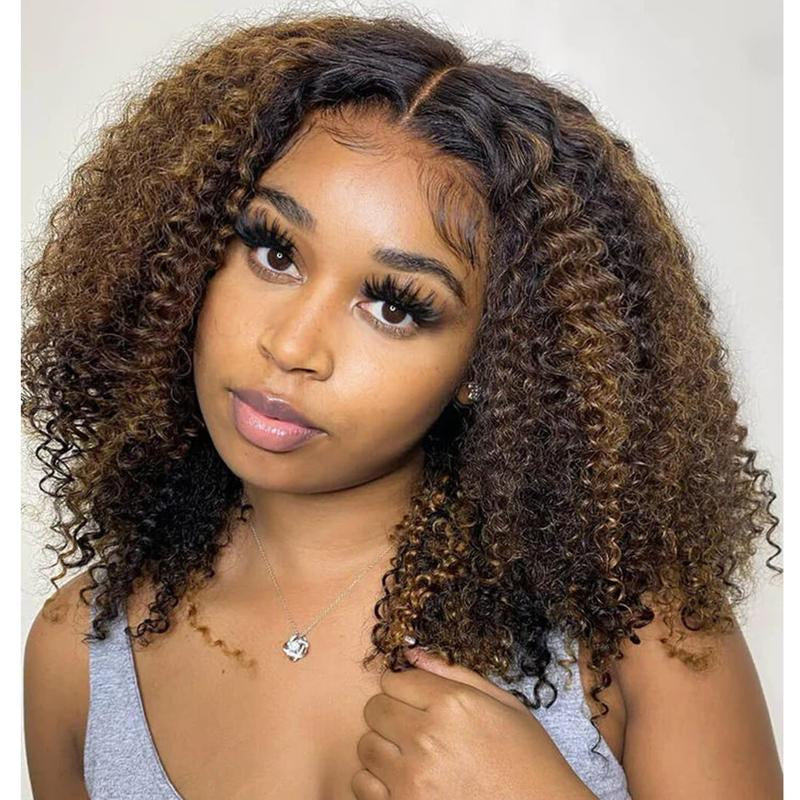 【20”Only $87.99】BANGJAZZ Short Kinky Curly Ready to Wear Glueless Wigs Pre Cut Lace Bleached Konts Closure Wigs Human Hair Wig Lace Front Wigs Pre Plucked for Women #Fallfreshness