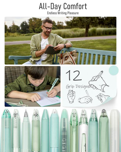 Four Candies 12PCS Pastel Gel Ink Pen Set with Case, Cute Retractable 0.5Mm Fine Point 11PCS Black Ink Pens with 1PCS Highlighter, Aesthetic Pens for School, Student Note Taking, Writing, Office Supplies