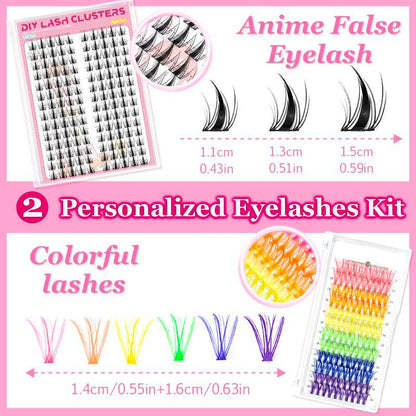 Individual False Eyelashes with Tools, 1 Set DIY Eyelash Extensions Includes Natural to Thick Styles, Self Grafting Curl Cluster Lashes Kit, Volume False Eyelashes for Eye Makeup Enhancement, Cosmetic Accessories Gift Set #TOP PICKS