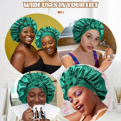 Double Layer Satin Bonnet, Soft and Breathable Hair Care Bonnet, Adjustable Night Sleeping Cap, Heatless Styling Tool for Women