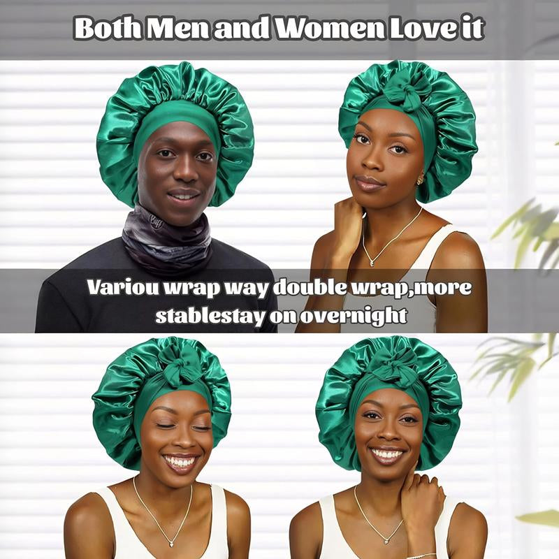 Double Layer Satin Bonnet, Soft and Breathable Hair Care Bonnet, Adjustable Night Sleeping Cap, Heatless Styling Tool for Women