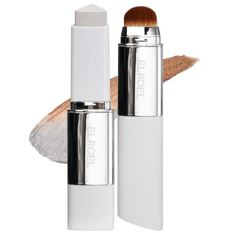 ELROEL BLANC Cover Cream Stick V W/ Detachable Brush - Korean Skin Care Color-Changing Foundation Stick with Collagen Capsules (0.45 Oz)