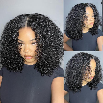 【20”Only $87.99】BANGJAZZ Short Kinky Curly Ready to Wear Glueless Wigs Pre Cut Lace Bleached Konts Closure Wigs Human Hair Wig Lace Front Wigs Pre Plucked for Women #Fallfreshness